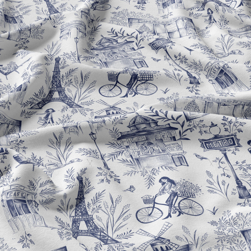 Printed Viscose BAGUETTE White / Blue